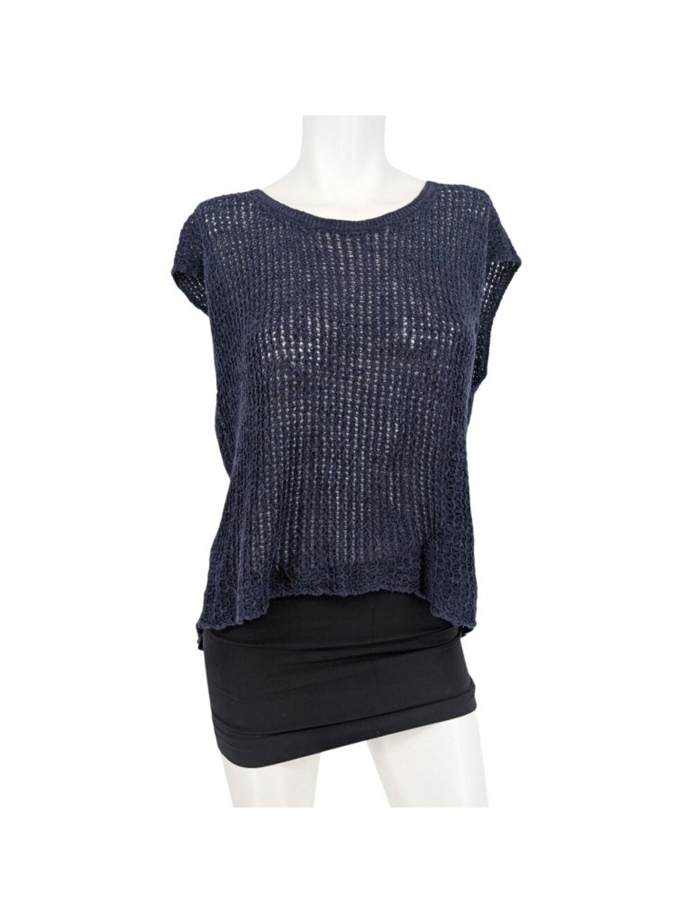 Eileen Fisher Open Knit Top Crochet  Organic Linen Cotton‎ Minimalist Boho Small